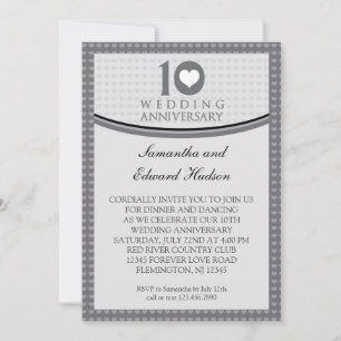 10. Hochzeitstag - Herz-Hochzeit Einladung