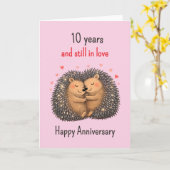 10. Hochzeitstag Igel kuscheln Karte (Gelbe Blume)