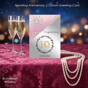 10. Hochzeitstag Klarer Diamant & Perlen Karte