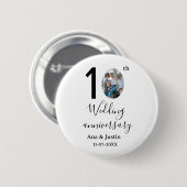 10. Hochzeitstag Name Foto fett Brief st Button (Vorne & Hinten)
