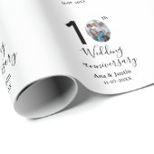10. Hochzeitstag Name Foto fett Brief st Geschenkpapier (Rolleneckpunkt)