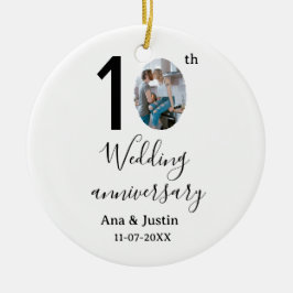 10. Hochzeitstag Name Foto fett Brief st Keramik Ornament