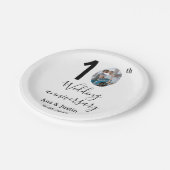 10. Hochzeitstag Name Foto fett Brief st Pappteller (Schrägansicht)