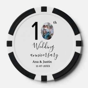 10. Hochzeitstag Name Foto fett Brief st Pokerchips