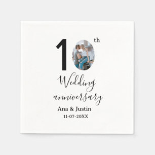 10. Hochzeitstag Name Foto fett Brief st Serviette