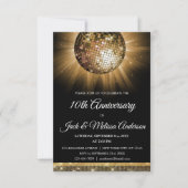 10. Hochzeitstag Party Gold Disco Ball Einladung (Vorderseite)
