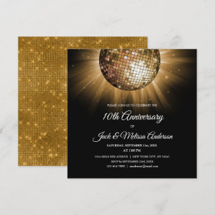 10. Hochzeitstag Party Goldene Disco-Kugel Einladung