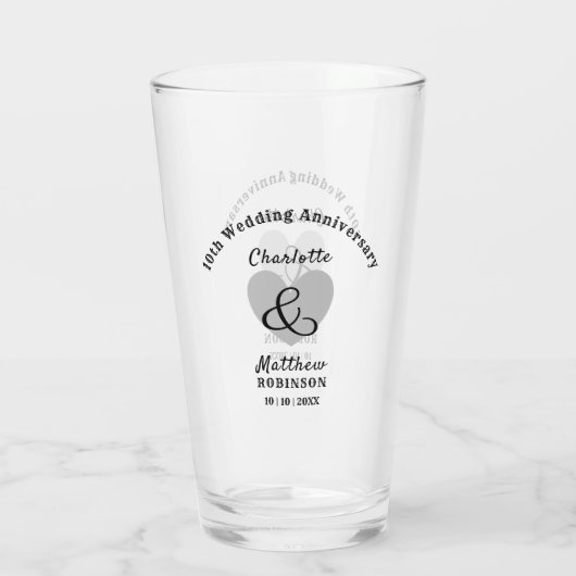 10. Hochzeitstag Personalisiertes Glas (Rückseite)