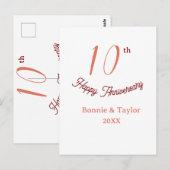 10. Hochzeitstag Pfirsich Pastell Name Retro b Postkarte (Vorne/Hinten)