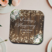 10. Hochzeitstag Rustikale String Lights Pappteller