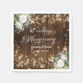 10. Hochzeitstag Rustikale String Lights Serviette (Vorderseite)