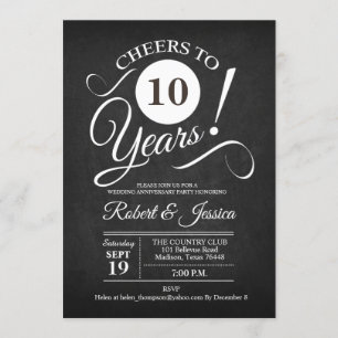 10. Hochzeitstag - Schiefertafel und Weiß Einladung