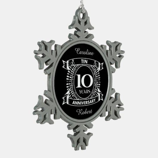 10. Hochzeitstag Schneeflocken Zinn-Ornament (Links)