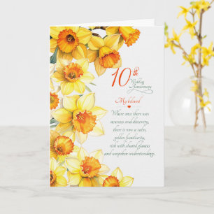 10. Hochzeitstag sentimentale Daffodils Karte