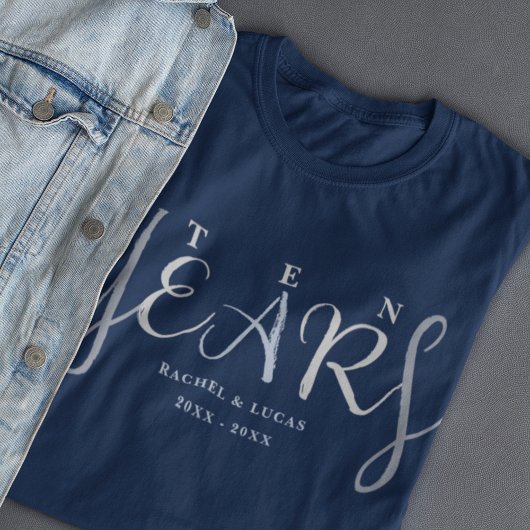 10. Hochzeitstag Silber Blau Geschenk T-Shirt