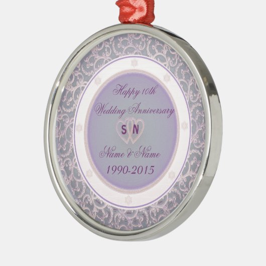 10. Hochzeitstag Silbernes Ornament (Links)