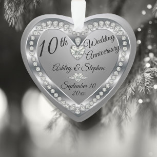 10. Hochzeitstag Silver Diamonds - Sake Ornament