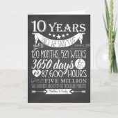 10. Hochzeitstag, Tafel, 10 Jahre Dankeskarte (Vorderseite)