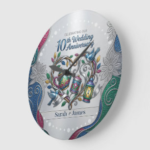 10. Hochzeitstag Zinn-Aluminium-Jubiläum Wir tun e Große Wanduhr