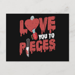 10.Horror Film Liebe Sie zu Stücken Herzkettensäge Einladungspostkarte