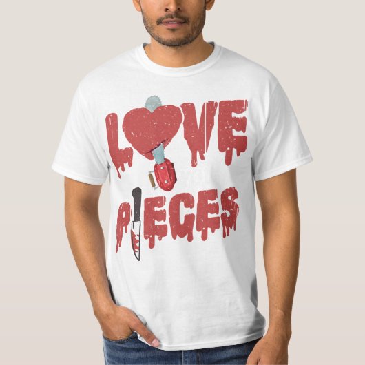 10.Horror Film Liebe Sie zu Stücken Herzkettensäge T-Shirt (Vorderseite)