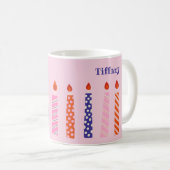 10 Hübsche rosa und Lila Geburtstagskandeln Kaffeetasse (VorderseiteRechts)