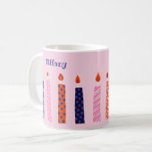 10 Hübsche rosa und Lila Geburtstagskandeln Kaffeetasse (Vorderseite Links)