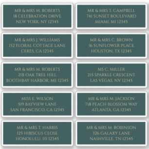 10 Individuelle Gastadresse Mystical Green Aufkleber