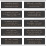 10 Individuelle Gästername-Adresse Mystisch Black Aufkleber<br><div class="desc">10 Gästername-Adresse Mystical Black Gold Wedding Stickers bietet 10 Aufkleber mit Ihrem individuellen Gästennamen und Ihrer persönlichen Adresse auf jedem Aufkleber in Gold-Script auf einem schwarzen Hintergrund. Auch ideal für Weihnachts- und Feiertagskarten, Party Einladungen, Dankeschön-Karten und Büropost. Bearbeiten Sie den Text einfach in den dafür vorgesehenen Textfeldern. HINWEIS: KARO-STICKER-SCHUHE FÜR...</div>
