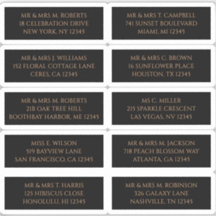 10 Individuelle Gästername-Adresse Mystisch Black Aufkleber