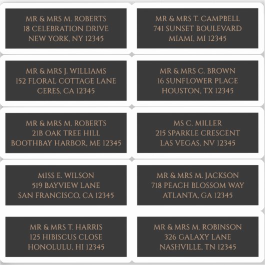 10 Individuelle Gästername-Adresse Mystisch Black Aufkleber (Vorderseite)