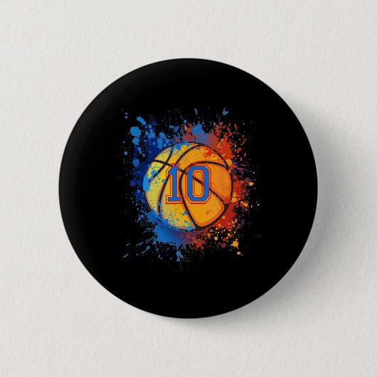 10 Jahre alt 10. Geburtstag Basketball Geschenk fü Button (Vorderseite)
