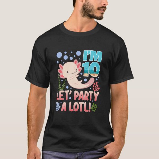 10 Jahre alt Axolotl 10. Geburtstag Süße Tier Haus T-Shirt (Vorderseite)