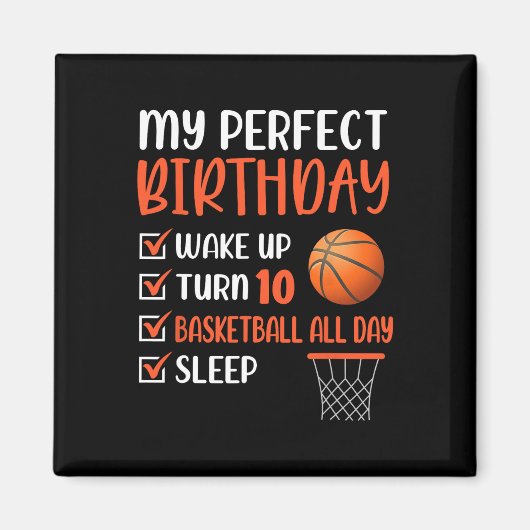 10 Jahre alt Basketball Geburtstagsparty 10. Boy B Magnet (Vorne)