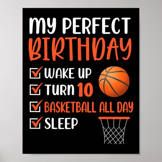 10 Jahre alt Basketball Geburtstagsparty 10. Boy B Poster (Vorne)