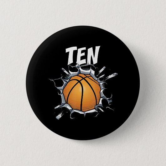 10 Jahre alt Basketball Geburtstagsparty 10. Junge Button (Vorderseite)