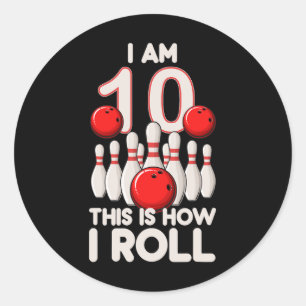 10 Jahre alt Bowling Party 10. Geburtstag ist, wie Runder Aufkleber
