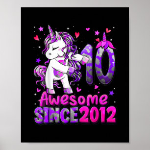 10 Jahre alt Einhorn Flossing 10. Geburtstagskind Poster
