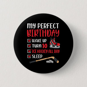 10 Jahre alt Eishockey Geburtstagsparty 10. Boy Bd Button