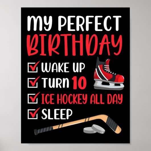 10 Jahre alt Eishockey Geburtstagsparty 10. Boy Bd Poster (Vorne)
