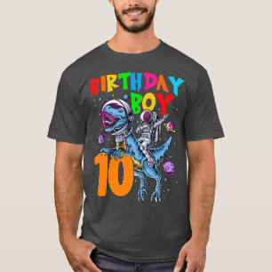 10 Jahre alt Geburtstag Junge Astronaut reiten 10. T-Shirt
