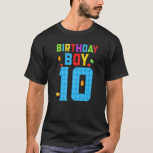 10 Jahre alt Geburtstag Junge Blocks Gebäude Boys  T-Shirt