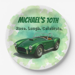 10 Jahre alt Geburtstagsparty Green Racing Car Pappteller