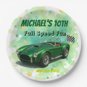 10 Jahre alt Geburtstagsparty Green Racing Car Pappteller