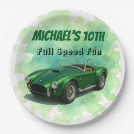 10 Jahre alt Geburtstagsparty Green Racing Car Pappteller