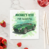 10 Jahre alt Geburtstagsparty Green Racing Car Serviette (Beispiel)