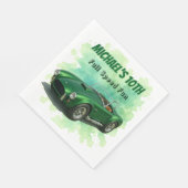 10 Jahre alt Geburtstagsparty Green Racing Car Serviette (Ecke)