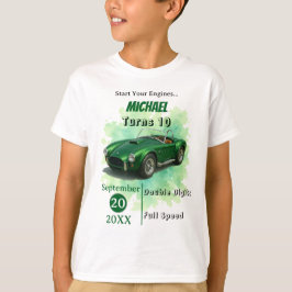 10 Jahre alt Geburtstagsparty Green Racing Car T-Shirt