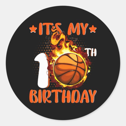 10 Jahre alt ist mein 10. Geburtstag Basketball Runder Aufkleber (Vorderseite)