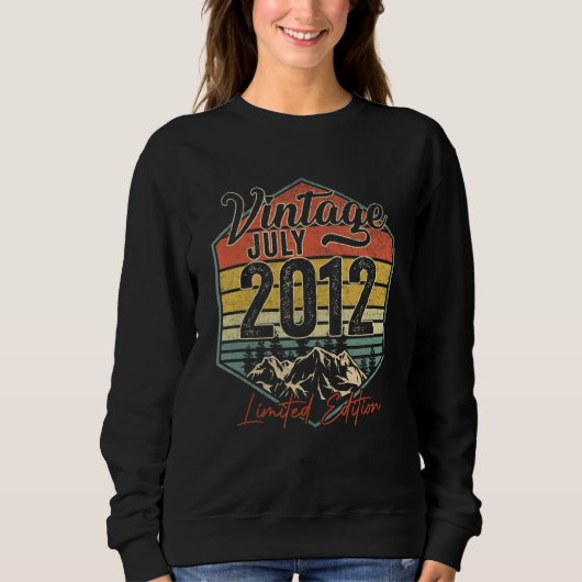 10 Jahre alt Vintag Juli 2012 Sweatshirt (Vorderseite)